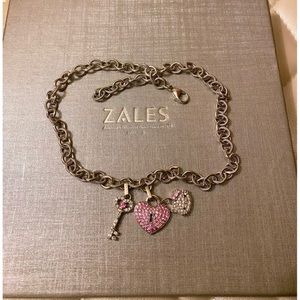 Hello Kitty RARE Sterling Silver Sapphire Heart Lock/Key Link Necklace (Zales)